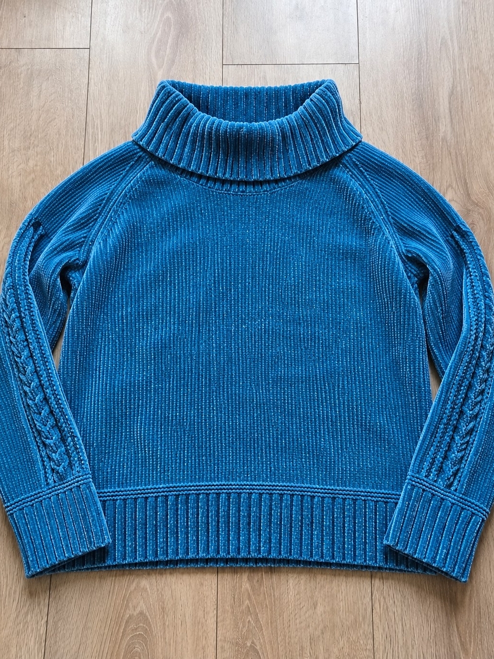 Northern Reflections Teal Cable-Trim Turtleneck Sweater
